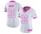 Women Denver Broncos #30 Terrell Davis Limited White Pink Rush Fashion Football Jersey