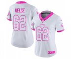 Women Philadelphia Eagles #62 Jason Kelce Limited White Pink Rush Fashion Football Jersey