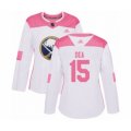 Women Buffalo Sabres #15 Jean-Sebastien Dea Authentic White Pink Fashion Hockey Jersey