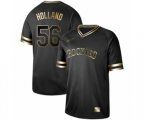 Colorado Rockies #56 Greg Holland Authentic Black Gold Fashion Baseball Jersey