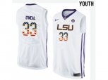 2016 US Flag Fashion Youth LSU Tigers Shaquille O'Neal #33 College Basketball Elite Jersey - White