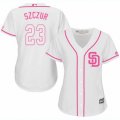 Women's San Diego Padres #23 Matt Szczur Authentic White Fashion Cool Base MLB Jersey