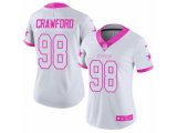 Women Dallas Cowboys #98 Tyrone Crawford Limited White Pink Rush Fashion NFL Jersey