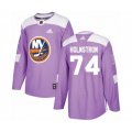 New York Islanders #74 Simon Holmstrom Authentic Purple Fights Cancer Practice Hockey Jersey