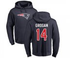 New England Patriots #14 Steve Grogan Navy Blue Name & Number Logo Pullover Hoodie