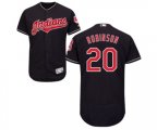 Cleveland Indians #20 Eddie Robinson Navy Blue Flexbase Authentic Collection Baseball Jersey