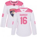 Women's Florida Panthers #16 Aleksander Barkov Authentic White Pink Fashion NHL Jersey