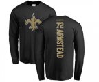 New Orleans Saints #72 Terron Armstead Black Backer Long Sleeve T-Shirt