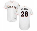 Miami Marlins #28 Bryan Holaday White Home Flex Base Authentic Collection Baseball Jersey