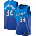 Milwaukee Bucks #34 Giannis Antetokounmpo Nike Blue 2020-21 Swingman Player Jersey
