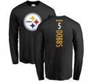 Pittsburgh Steelers #5 Joshua Dobbs Black Backer Long Sleeve T-Shirt