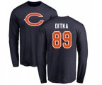 Chicago Bears #89 Mike Ditka Navy Blue Name & Number Logo Long Sleeve T-Shirt