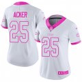 Women Kansas City Chiefs #25 Kenneth Acker Limited White Pink Rush Fashion NFL Jersey
