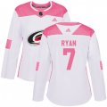 Women Carolina Hurricanes #7 Derek Ryan Authentic White Pink Fashion NHL Jersey
