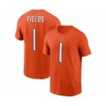 Chicago Bears #1 Justin Fields 2021 Orange Football Draft First Round Pick Player Name & Number T-Shirt