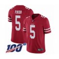San Francisco 49ers #5 Bradley Pinion Red Team Color Vapor Untouchable Limited Player 100th Season Football Jersey