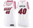 Women's Miami Heat #40 Udonis Haslem Swingman White Pink Fashion Basketball Jersey