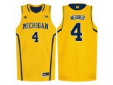 Michigan Wolverines Chirs Webber #4 Basketball Authentic Jersey - Yellow