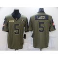 San Francisco 49ers #5 Trey Lance Nike Olive 2021 Salute To Service Limited Player Jersey