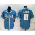 Los Angeles Chargers #10 Justin Herbert Light Blue Stitched MLB Cool Base Nike Baseball Jersey