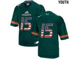 2016 US Flag Fashion Youth Miami Hurricanes Ed Reed #15 College Football Jersey - Green