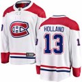Montreal Canadiens #13 Peter Holland Authentic White Away Fanatics Branded Breakaway NHL Jersey