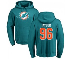 Miami Dolphins #96 Vincent Taylor Aqua Green Name & Number Logo Pullover Hoodie