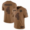 Dallas Cowboys #4 Dak Prescott Nike Brown 2023 Salute To Service Limited Jersey