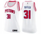 Women's Detroit Pistons #31 Caron Butler Swingman White Pink Fashion Basketball Jersey