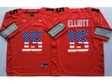 Ohio State Buckeyes #15 Ezekiel Elliott Red USA Flag College Jersey