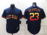 Houston Astros #23 Michael Brantley Navy Blue Rainbow Stitched MLB Cool Base Nike Jersey