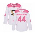 Women Pittsburgh Penguins #44 Erik Gudbranson Authentic White Pink Fashion Hockey Jersey