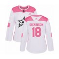 Women's Dallas Stars #18 Jason Dickinson Authentic White Pink Fashion Hockey Jersey