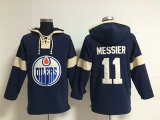 Edmonton Oilers #11 Mark Messier Blue Pullover Hooded