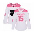 Women Philadelphia Flyers #15 Matt Niskanen Authentic White Pink Fashion Hockey Jersey