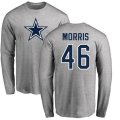 Dallas Cowboys #46 Alfred Morris Ash Name & Number Logo Long Sleeve T-Shirt