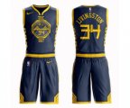Golden State Warriors #34 Shaun Livingston Authentic Navy Blue Basketball Suit Jersey - City Edition
