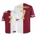 San Francisco 49ers #7 Colin Kaepernick Elite Red White Split Fashion Gold Number NFL Jersey