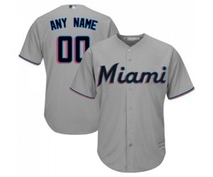 Miami Marlins Customized Replica Grey Road Cool Base Baseball Jersey