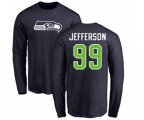 Seattle Seahawks #99 Quinton Jefferson Navy Blue Name & Number Logo Long Sleeve T-Shirt