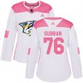 Women Nashville Predators #76 P.K Subban Authentic White Pink Fashion NHL Jersey