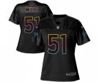 Women Carolina Panthers #51 Sam Mills Game Black Fashion Football Jersey