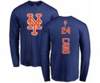 New York Mets #24 Robinson Cano Royal Blue Backer Long Sleeve T-Shirt
