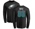 Philadelphia Eagles #86 Zach Ertz Black Name & Number Logo Long Sleeve T-Shirt