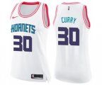 Women's Charlotte Hornets #30 Dell Curry Swingman White Pink Fashion Basketball Jersey