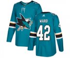 Adidas San Jose Sharks #42 Joel Ward Premier Teal Green Home NHL Jersey