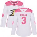 Women's Adidas Anaheim Ducks #3 Kevin Bieksa Authentic White Pink Fashion NHL Jersey