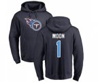 Tennessee Titans #1 Warren Moon Navy Blue Name & Number Logo Pullover Hoodie