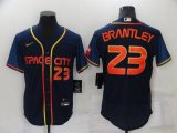 Houston Astros #23 Michael Brantley Number 2022 Navy Blue City Connect Flex Base Stitched Baseball Jersey