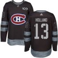Montreal Canadiens #13 Peter Holland Premier Black 1917-2017 100th Anniversary NHL Jersey